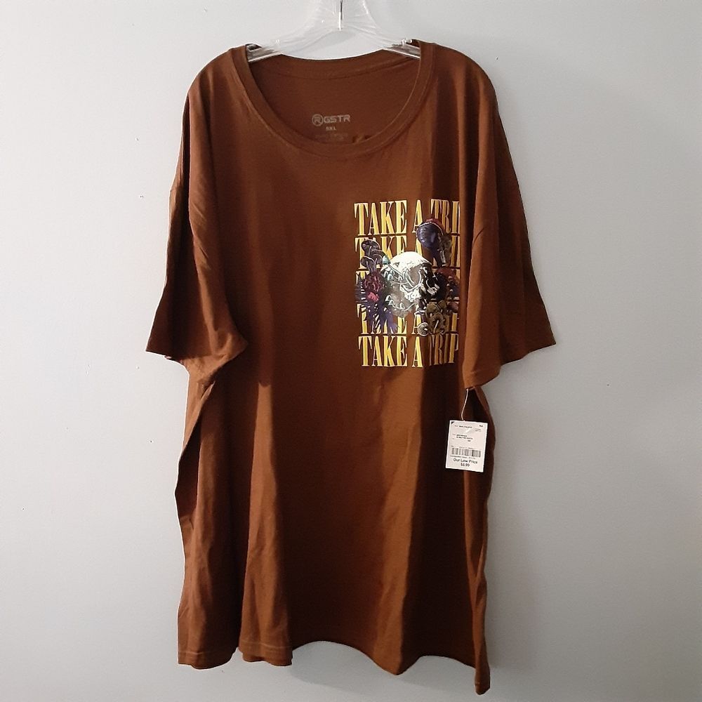 Rgstr Men's Brown Mushroom Skull Shirt Size 5XL